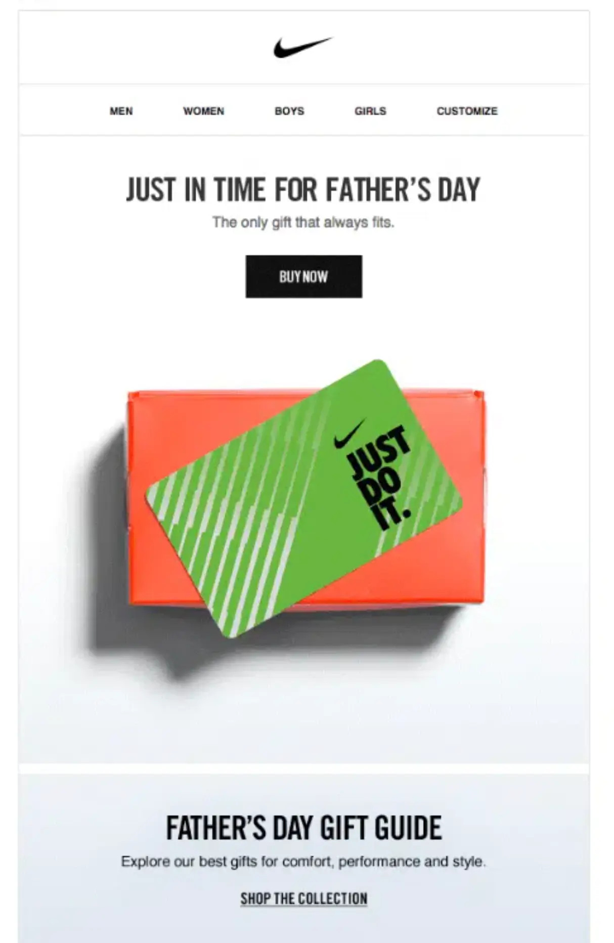 nike fathers day marketing email